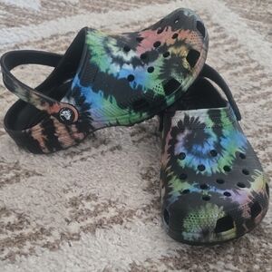 💙 CROCS Size 3 Classic Marbled Clog Tie Dye Unisex Boy Shoes Girl Shoes